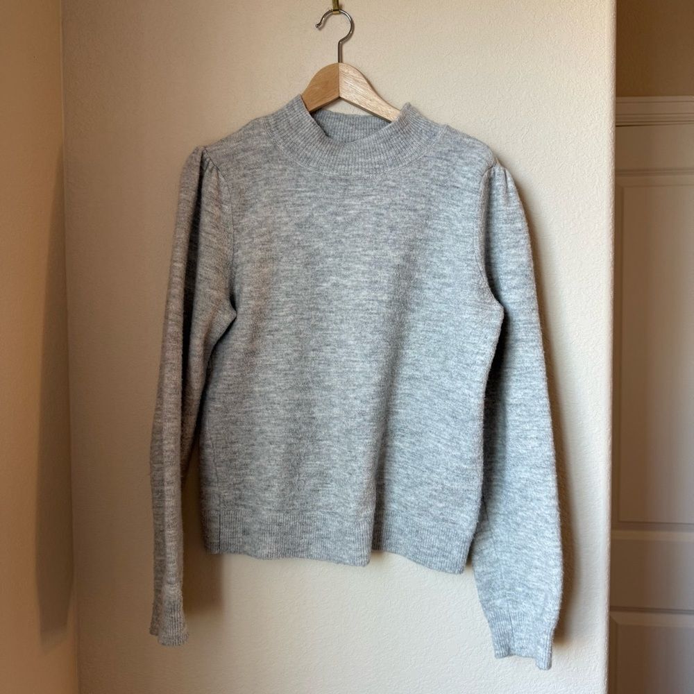 A Loves A Mock Neck Knit Sweater Gray Size Large